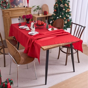 Deep red rectangular waterproof tablecloth for festive Christmas dining table decor