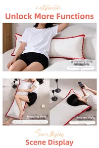 Multifunctional long pillow with pom-pom trim for sofa support and body relaxation