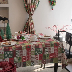 Christmas jacquard tablecloth with reindeer and snowflake patterns for holiday dining