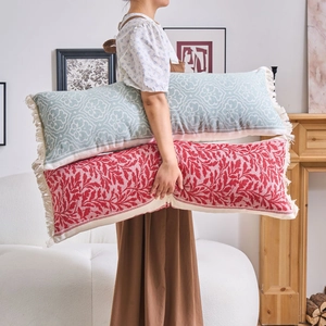Fodera Per Cuscino Lombare Jacquard Con Nappine Stile Americano Decorativa Lunga Per Divano Soggiorno Camera Da Letto
