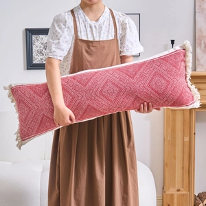 Bohemian Jacquard Long Lumbar Pillow Cover With Tassels Polyester Geometric Pattern Decorative Sofa Bed Cushion Pillowcase