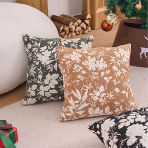 Plush chenille jacquard cushion covers with floral patterns for living room decor