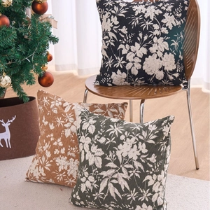 Heavy chenille jacquard pillow covers with vintage floral patterns for sofa decor
