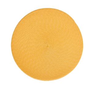 Minimalist round woven PP placemat in vibrant orange for dining table heat protection