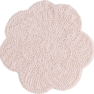 Handcrafted cream crochet cotton coaster with hollow floral pattern for teapot and cup