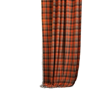 Classic orange and brown plaid curtains with thick woven texture for windows
