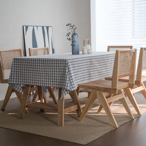 Nordic Plaid Striped Cotton Linen Tablecloth Rectangular Minimalist Checkered Table Cover For Dining Room Kitchen Home Decor