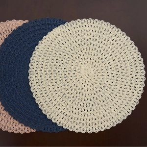 Modern Minimalist Round Woven Paper Placemat Heat Resistant Hollow Out Crochet Table Mat For Dining Room Kitchen Decor