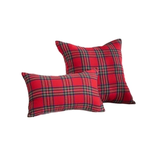 Classic red tartan festive pillow covers set including square and rectangular cushion cases