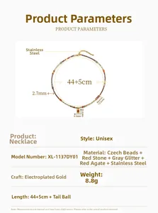 Spécifications du produit pour collier perlé vintage avec pendentif en agate rouge