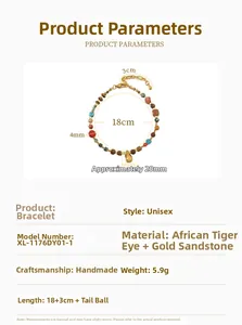 Detailansicht des handgefertigten Edelsteinarmbands mit afrikanischer Kiefer und Tigerauge