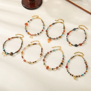 Ethno-Glückselefanten-Armbandset mit Natursteinen und böhmischen Perlen für Damen