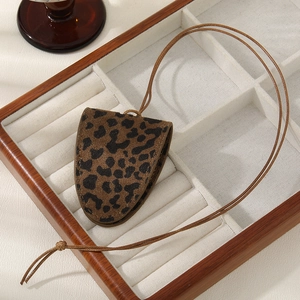 Chic leopard print faux suede glasses case and multi-use pouch with pull strap accessory
