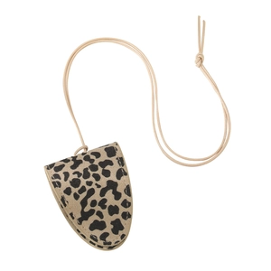 Leopard print leather neck strap glasses case with stylish handmade stitching and lanyard