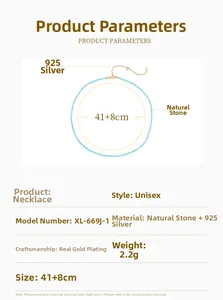 Especificaciones detalladas del collar de cuentas de plata 925 y piedras naturales