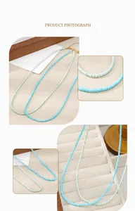 Vista detallada del collar de perlas de plata 925 hecho a mano con piedras azules