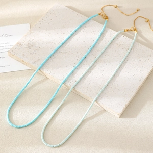 Set de collares de cuentas de plata 925 en azul cielo y verde menta con cierre dorado