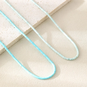 Collar Minimalista de Plata de Ley 925 Piedra Natural Abalorios Hechos a Mano para Mujer Cadena de Clavícula Fresca Verde Claro Cian Joyería