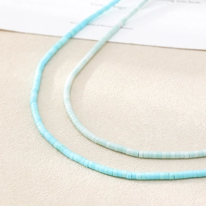 Collar minimalista de plata 925 con cuentas de color azul claro y verde para mujer