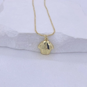 Goldvergoldete Kupfer Zirkonia Anhänger Halskette Für Damen Cupcake Sonnenbrille Seilknoten Form Mode Schmuck Choker Geschenk