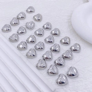 Minimalist silver heart-shaped alphabet beads with sparkling rhinestones for DIY jewelry