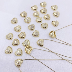 Polished gold heart initial necklace set with CZ stone alphabet pendants for women