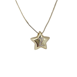 Elegante goldene Stern-Halskette mit Zirkonia-Buchstabe Z an einer feinen Box-Kette