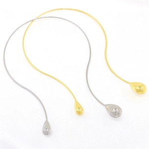 Minimalist punk style gold and silver water drop chokers with sleek metallic finish