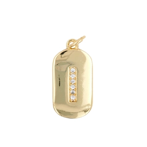 Pendente ovale dorato con sei zirconi cubici verticali per collana fai da te elegante