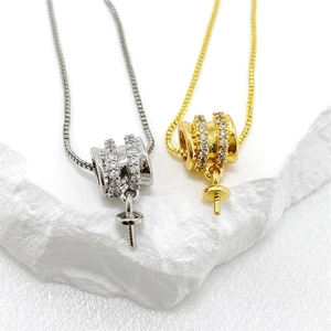 Gouden en zilveren cilinderhangers met zirkoon en pinconnector voor DIY-sieraden