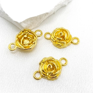 Lot de trois connecteurs rose en alliage doré avec doubles anneaux pour bijoux DIY