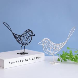 Décoration d'oiseaux minimalistes nordiques en fer forgé noir et blanc pour salon