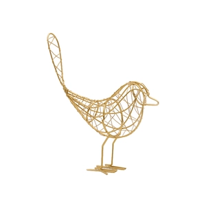 Décoration d'oiseau nordique minimaliste en fer doré avec un design épuré en métal