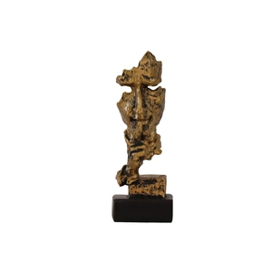 Scultura astratta il silenzio è oro con finitura dorata per decorazione ufficio