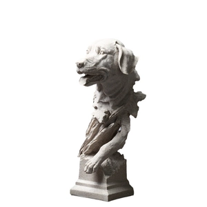 Busto di scultura di cane Labrador in arenaria in stile country per decoro soggiorno