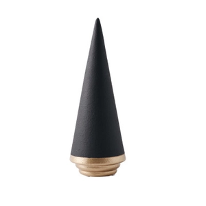 Minimalist ceramic cone jewelry holder in matte black and gold for ring display