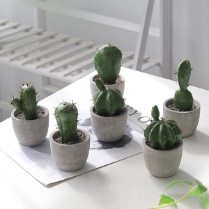 Artificial Cactus Potted Plant Nordic Minimalist Realistic Faux Succulent Mini Cement Pot Home Office Tabletop Decoration