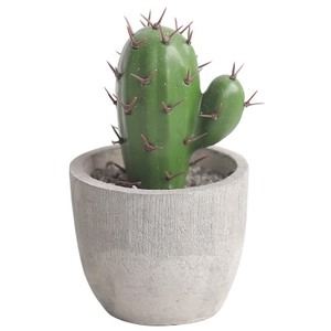 Artificial cactus plant in gray textured cement pot for Nordic style home desktop decor