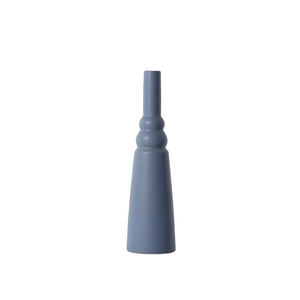 Vaso in ceramica blu opaco Morandi con elegante collo ad anelli per arredamento casa