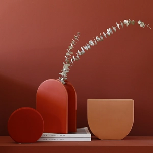 Vase en Céramique Morandi Moderne Minimaliste Nordique Mat Géométrique Vase à Fleurs Fait à la Main Décoratif Centre de Table