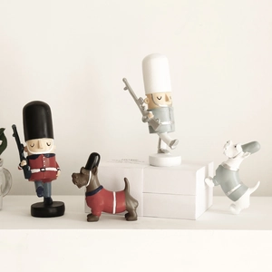 Creative nutcracker soldier and dog figurines for elegant home living room decor