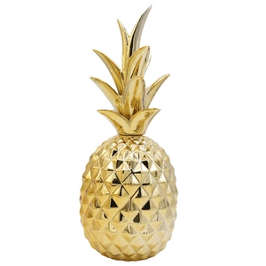 Modern gold ceramic pineapple decor with geometric texture for luxury home tabletop