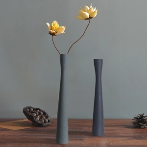 Vaso In Ceramica A Collo Lungo Minimalista Moderno Texture Spazzolata Nordica Decorazione Casa Opaca