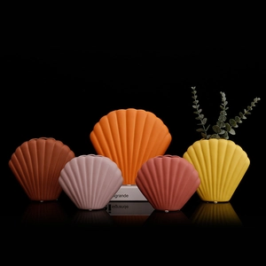 Nordisch Morandi-Stil Keramik Muschel Vase Modern Minimalistisch Matt Strukturiert Dekorative Blumenvase Für Zuhause Wohnzimmer Büro Schreibtisch Dekoration