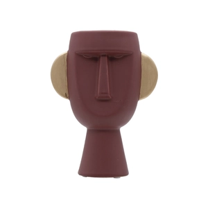 Vaso nordico a maschera bordeaux con orecchie dorate per decorazione tavola moderna