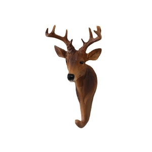 Crochet mural tête de cerf vintage en résine avec texture 3D pour décor de café