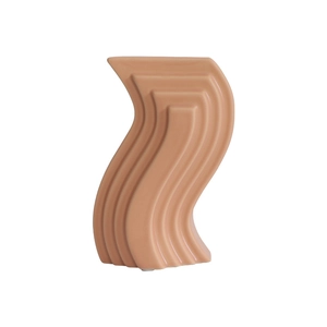 Vase géométrique moderne en céramique rose mat au design minimaliste pour décoration