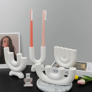 Nordischer Geometrischer Keramik Kerzenständer Minimalistischer U-Förmiger Matte Porzellan Kerzenhalter Home Tischdeko Moderne Kunst