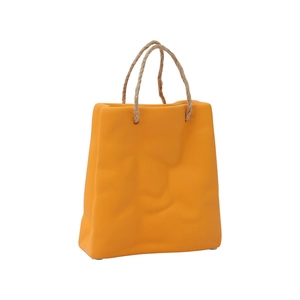 Creative orange bag-shaped ceramic vase with rope handles for modern home decor