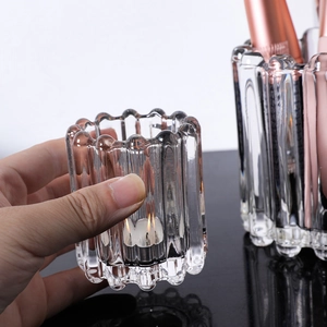 Portapennelli in vetro a righe minimalista e contenitore decorativo per candele